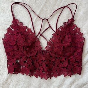 Free People Lace Bralette in Burgundy | Size M